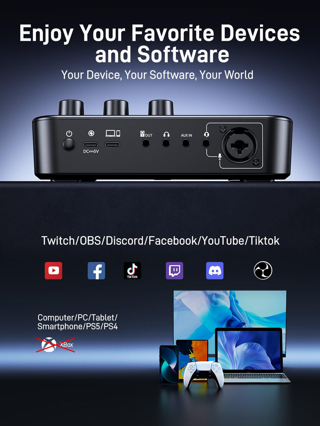 MAONO G1 NEO & PD200XS Gaming Bundle: Audio Mixer and XLR Dynamic Mic