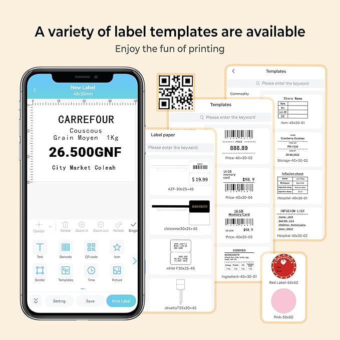 Phomemo M110 Label Maker Machine-Barcode Label Printer, Portable Sticker Maker for Price Tag, Logo,Address, Mailing, Home, Office & Small Business, Compatible with Phones&PC Orange