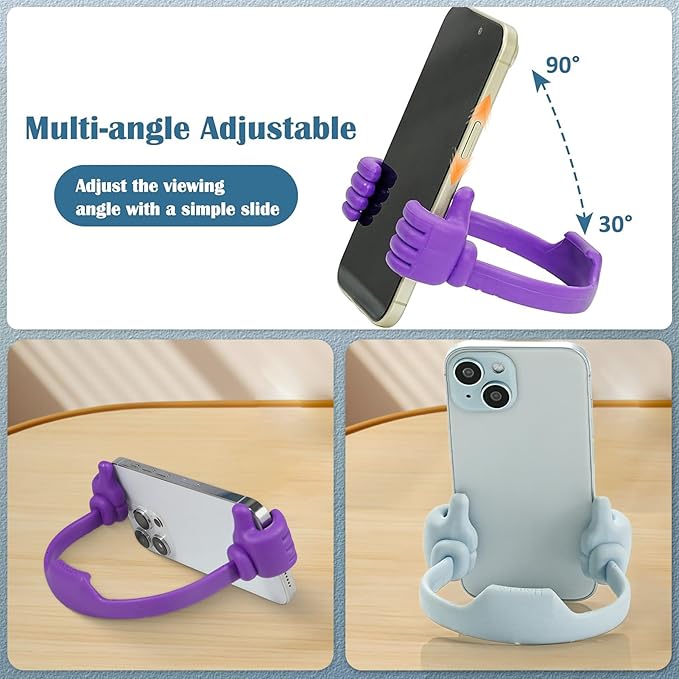 Honsky Cell Phone Stand Holder 2-Pack,Thumbs Up Lazy Phone Stand,Universal Adjustable Flexible Dock for All Phones & Tablets,Cute Stocking Stuffer Gift for Teen Girls,Black