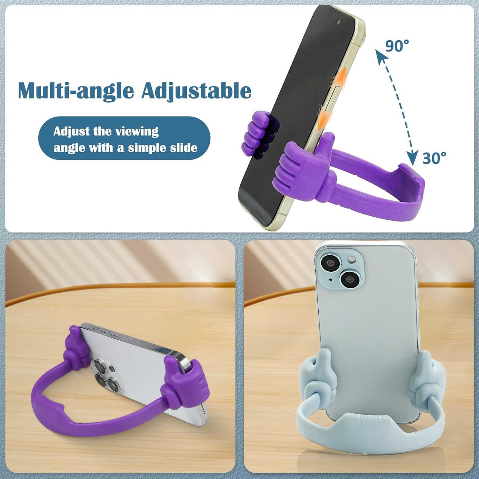 Honsky Cell Phone Stand Holder, Thumbs Up Lazy Phone Stand, Universal Adjustable Flexible, Cute Perfect Stocking Stuffers Gifts for Teen Girls, Compatible with Cell Phones & Tablets,Light Yellow