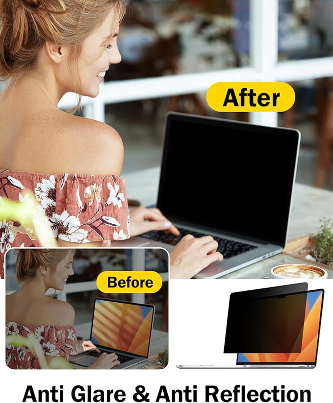 F FORITO 17 Inch 16:10 360°Laptop Privacy Screen Protector, Anti Peeping Anti Glare Laptop Privacy Shield, Reduce Eye Strain & Eye Protection