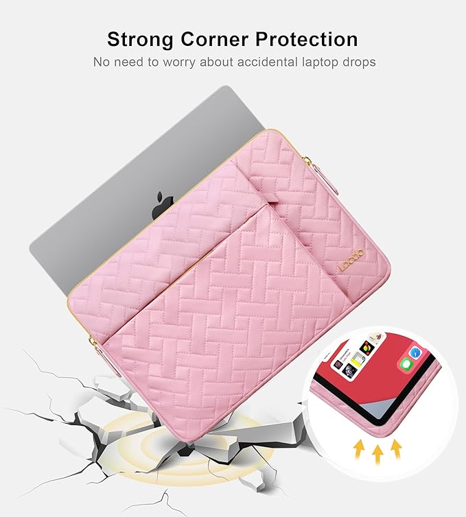 Lacdo 15-15.6 Inch Laptop Sleeve Case for Acer HP Lenovo Dell ASUS Laptop, Acer Aspire 15, HP Pavilion/Envy 15, Dell Latitude 15, Lenovo ThinkPad/IdeaPad 15, ASUS ZenBook 15 Computer Bag, Sakura Pink
