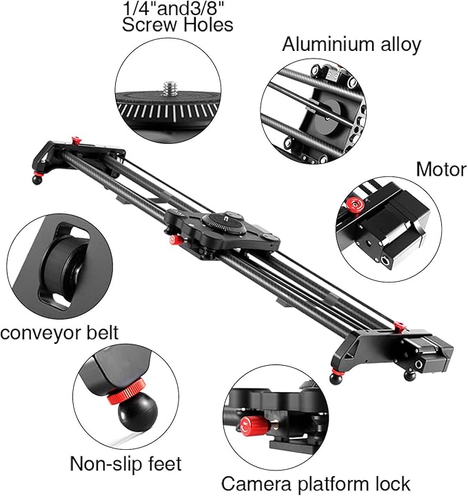 GVM Great Video Maker Camera Motorized Slider,48"/120CM,Automatic Round Trip,Time Lapse,Panoramic Shooting,Video Capture,Slider Smooth and Stable,with Battery