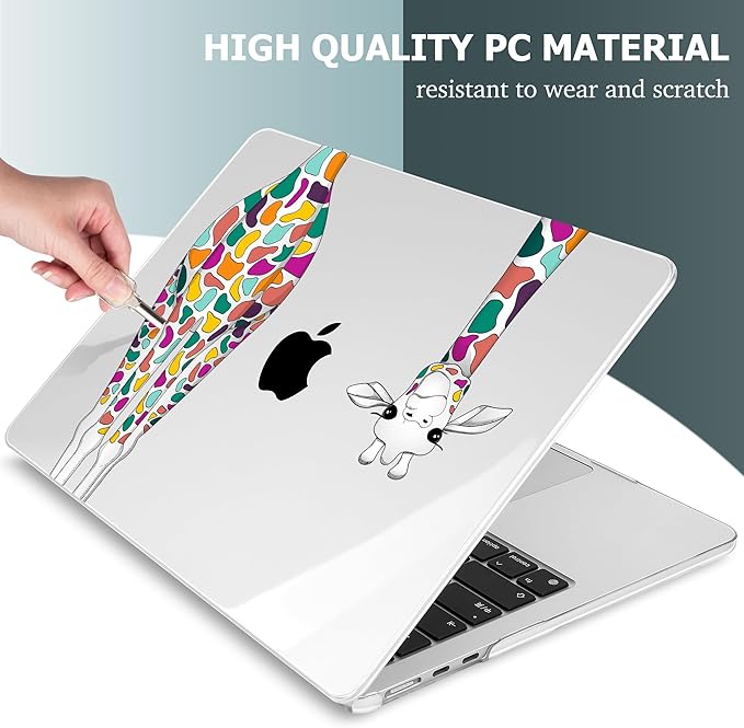 Mektron for 2025 M4 MacBook Air 13.6 Inch A3240 Case Fits 2023 A2681 M2 2024 A3113 M3 Chip with Liquid Retina Display Touch ID, Printed Plastic Hard Shell Cover for MacBook Air 13.6", Giraffe