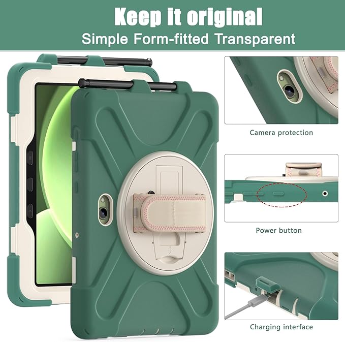 rantice Compatible with Samsung Galaxy TAB Active PRO 10.1 inch/Tab Active4 PRO Case, Heavy Duty Rugged Shockproof Drop Protection Case, Hand Strap&Shoulder Strap for SM-T540/T547/T630/T638 (Green)
