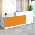 Reception Desk with Counter Modern Checkout Counter with Lockable Drawer Keyboard Tray Receptionist Desk for Office Salon Reception Table U Left 71inch/180cm