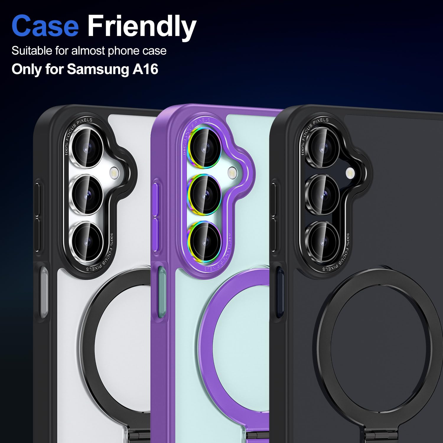 Avocase for Samsung Galaxy A16 Camera Lens Protector, Individual Metal Ring Tempered Glass Lens Cover, [Strong Adsorption] Scratch Resistant Ultra-Thin HD Clear Lens Cover, 1 Set-Black Ring