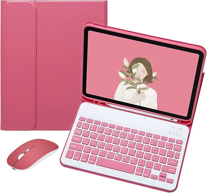 AnMengXinLing Keyboard Case with Mouse for iPad Pro11 2022/2021, Detachable Wireless Keyboard Pencil Holder Slim Smart Cover for iPad Pro 11 inch 4rd Gen/3rd Gen (New Pink)