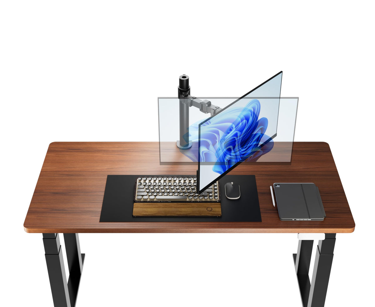 Amazon Basics Single Computer Monitor Stand with Cable Management, Height Adjustable VESA Desk Arm Mount, Fully Adjustable Tilt and Rotation, Steel, Black, Fits 13-30" Screens