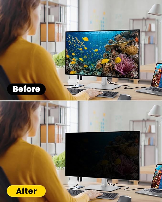 F FORITO 23.8 Inch 16:9 360°Privacy Screen Protector for Computer Monitor, Removable Eye Protection Anti Blue Light Anti Glare Computer Screen Privacy Shield for 23.8" Widescreen Monitors