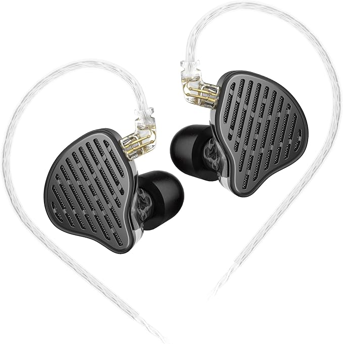 KZ x HBB PR2 in Ear Monitor Headphones 13.2mm Planar Magnetic Driver in-Ear Wired Earphones HiFi Earbuds IEMs with Detachable 2pins Cable for Musicians Audiophiles DJ Stage(Black,with Mic)