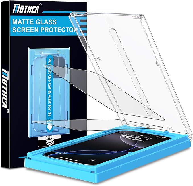 Mothca 2 Pack Matte Glass Screen Protector for iPhone 14 Pro 6.1-inch [Auto Fit Box Dust-Free] Edge to Edge Full Coverage Anti-Glare & Anti-Fingerprint Tempered Glass, Bubble Free, Smooth as Silk