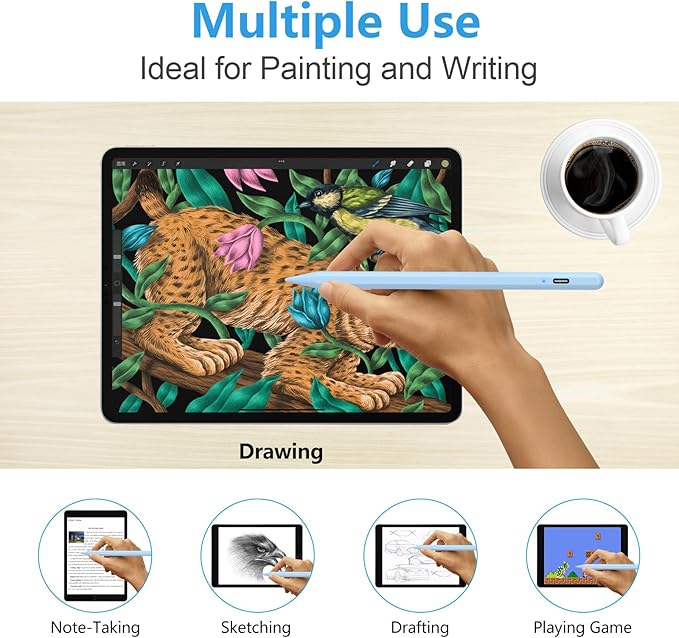 Stylus Pen for iPad 2018-2023 with Palm Rejection, Active Pencil for iPad 10th/9th/8th/7th/6th Generation, for iPad Pro 11/12.9 inch, for iPad Air 5th/4th/3th, for iPad mini 6th/5th Gen(Sky Blue)