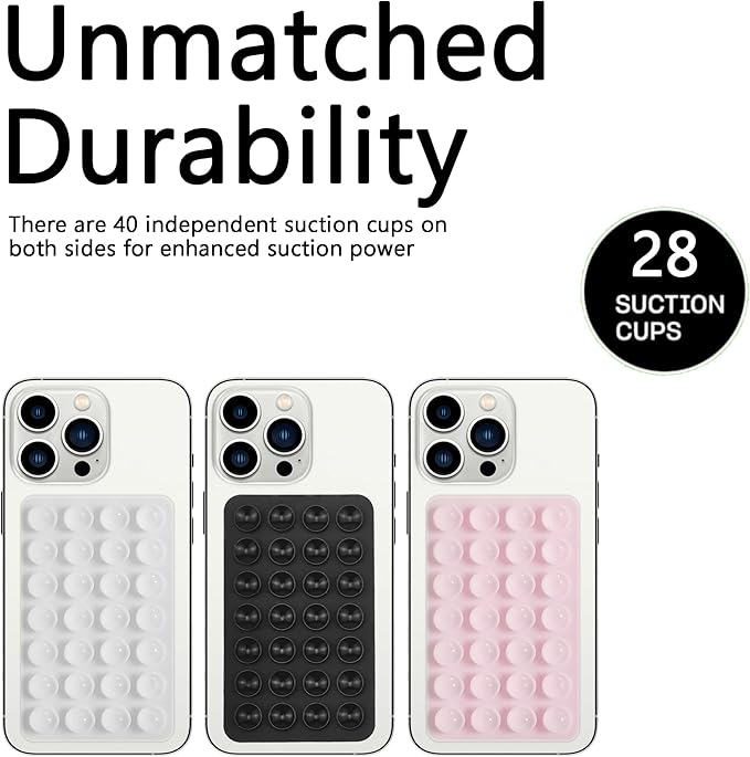 Silicone Double-Sided Suction Phone Case Detachable Mount, Car Dashboard Holder, Hands-Free Sticky Grip Phone Accessories for Selfies & Videos, - iphone & Android Compatible (3.74"x2.2", Baby Pink)