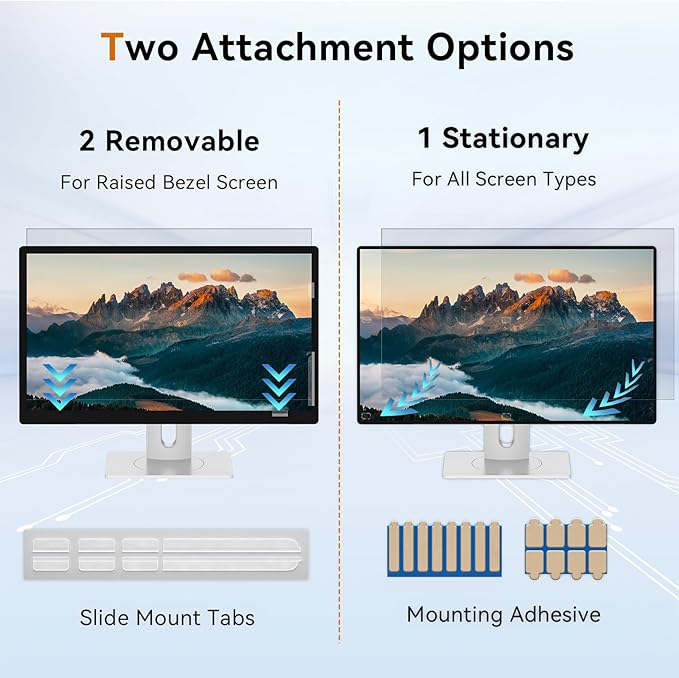 23.8 Inch Computer Privacy Screen Filter for 16:9 Aspect Ratio Widescreen Monitor - Anti Glare Blue Light Filter, Removable Computer Monitor Privacy Shield, Anti-Scratch Screen Protector Film 23.8 in