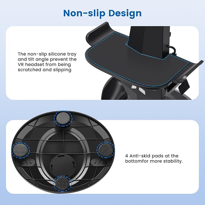 VR Headset Charging Dock for Meta Quest 3/Quest 3S/Quest 2, VR Charging Stand for Quest 3 Accessories VR Stand Supports Charging Headset with Type C Cable and fit Controller with Cover