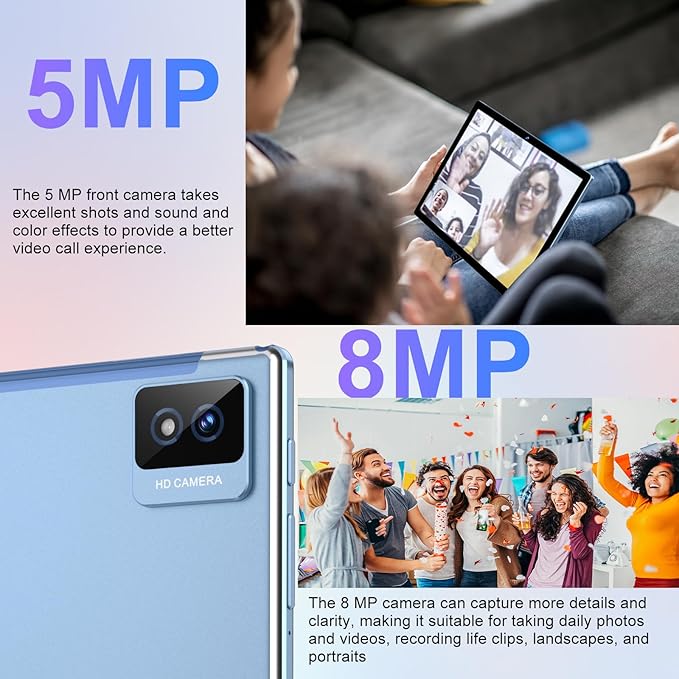 Android Tablet with Keyboard, 10 inch Android 14 Tablets 22GB+128GB, Octa-Core CPU, 8000mAh, HD IPS Display, 5G WiFi, BT 5.0, GPS, Widevine L1, 1TB Expandable, Mouse, Split Screen, Metal Body -Blue