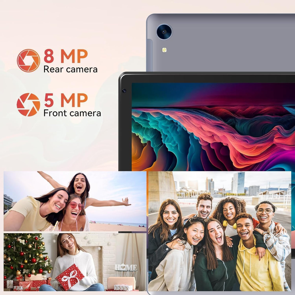 Android Tablet with 10.1 inch 1280 * 800 IPS HD Touchscreen, Octa-Core Processor, 64GB Storage, 1TB TF Card Expandable, 5G/2.4G WiFi, BT 5.0,Dual Camera, Tablet for Study, Business&Entertainment