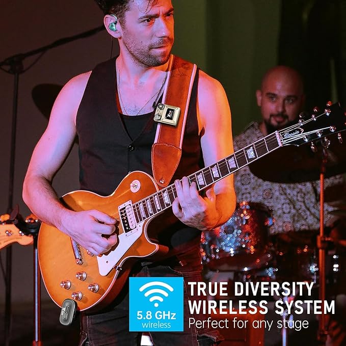 Xvive U45R4 Wireless in Ear Monitor System 5.8ghz IEM System 1 Transmitter and 4 Bodypack Receiver for Studio, Band Rehearsal, Live Performance, Channel Scan Mode