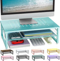 gianotter 2-Tier Metal Monitor Stand Riser, Desk Organizer for Monitor, Office Desk Storage Organizer for Office Supplies (Blue)