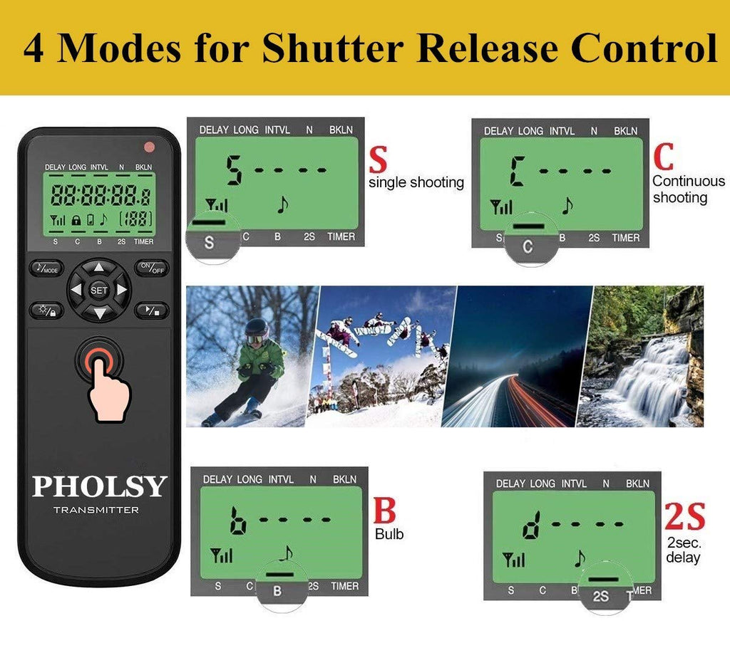 PHOLSY Camera Timer Remote Release Control with Intervalometer for Nikon