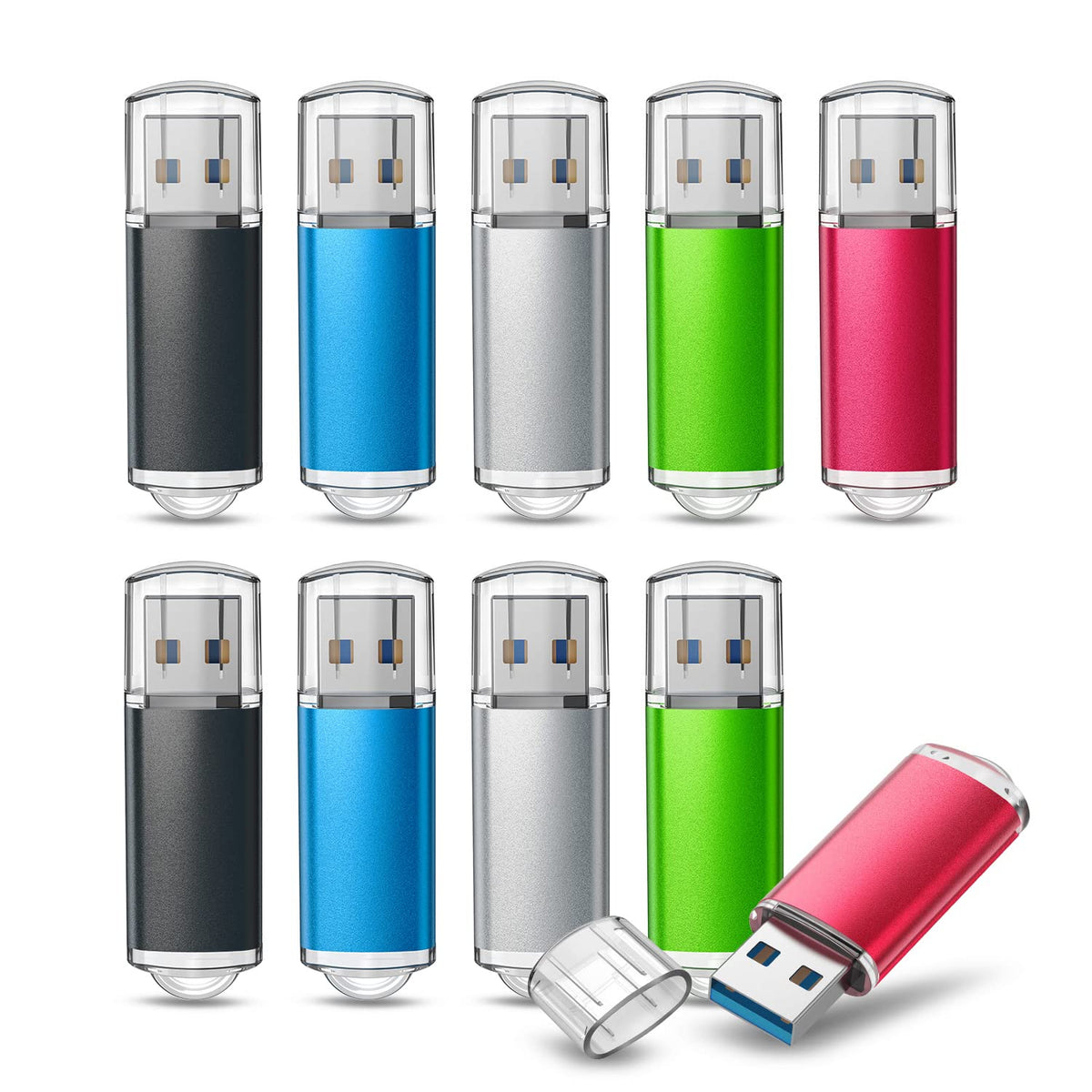 TOPESEL USB Flash Drive 5 Pack 4GB USB 2.0 Flash Drive Memory Stick USB Drive Thumb Drives USB Stick (5 Mixed Colors: Black Blue Green Red Silver)