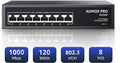 8 Port PoE Switch Gigabit 120W, Gigabit Unmanaged Ethernet Switch, Plug & Play, 802.3af/at Compliant, Metal Housing, 8-Port Network Switch for Home/Office Energy Efficient Silent Operation