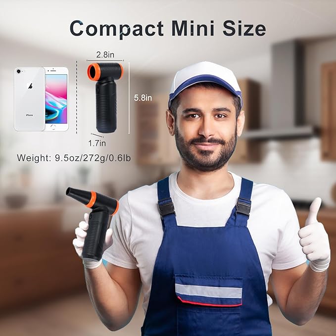 Compressed Air Duster, 300,000RPM Powerful Electric Air Duster, No Canned Air Duster-Replace Compressed Air, 3 Gear Adjustable High-Speed Air Blower for Office, Home,Car, Computer, Keyboard