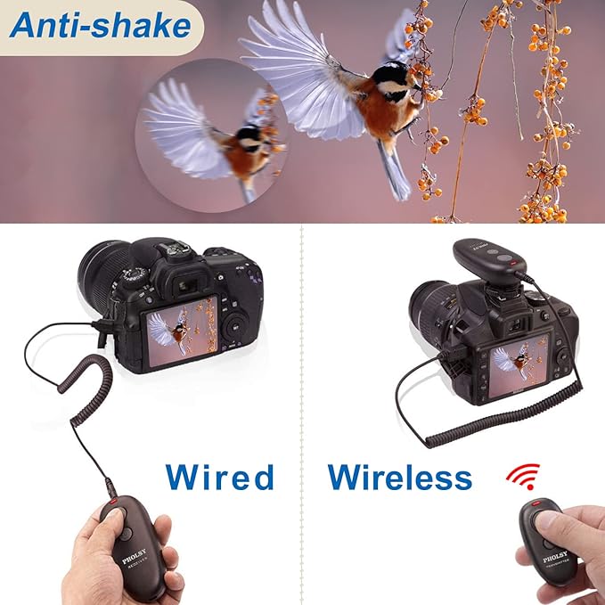 PHOLSY N10 for Nikon Shutter Release MC-DC2 Wireless Remote Control for Nikon Camera Z5, Z7 II, Z6 II, D750, D780, D7500, D7200, D7000, D5600, D5500, D5300, D3300, D90, P1000, P7700, P7800, P950