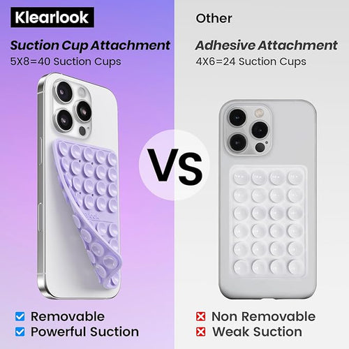 2PCS Silicone Double Sided Suction Cup Phone Case, Transparent & Lavender