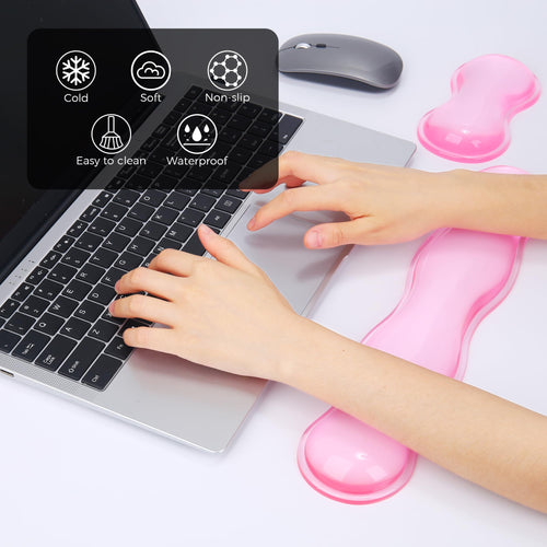 ABRONDA Gel Wrist Rest for Keyboard and Mouse, Wrist Rest for Keyboard, Mouse Wrist Support, Pain Relief, Cool Touch, Non-Skid, Mouse Wrist pad