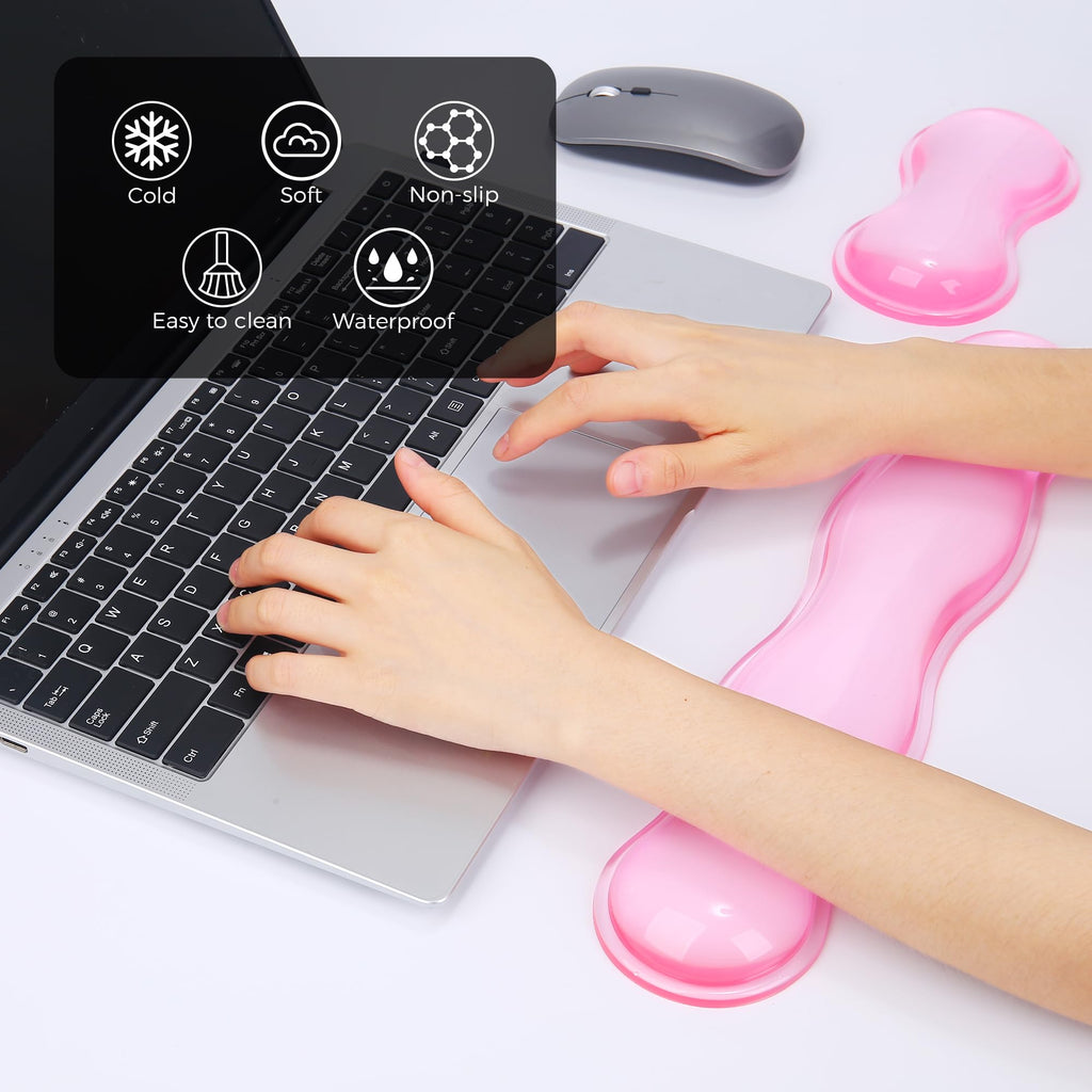 ABRONDA Gel Wrist Rest for Keyboard and Mouse, Wrist Rest for Keyboard, Mouse Wrist Support, Pain Relief, Cool Touch, Non-Skid, Keyboard and Mouse Wrist pad Set