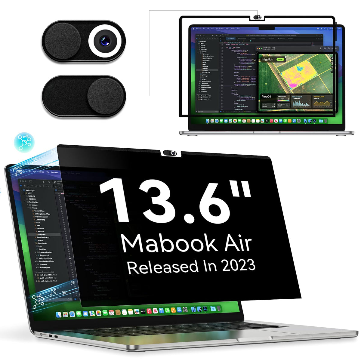 13.3 Inch Laptop Privacy Screen Compatible with Lenovo Hp Dell Acer Asus Thinkpad Envy Xps, 16:10 Aspect Removable Anti Glare Blue Light Filter Protector,13 in Computer Monitor Privacy Shield