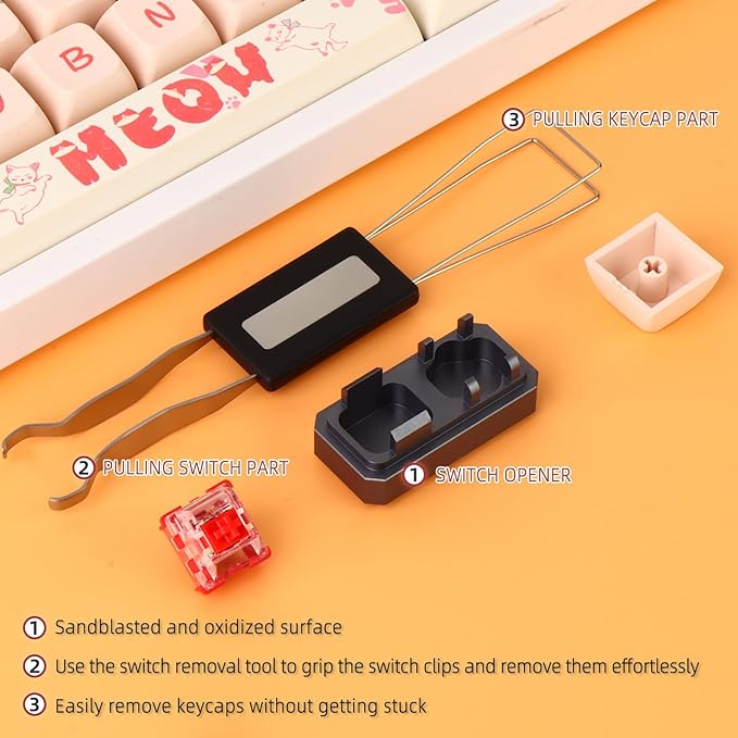 YIMAGUJRX Keyboard Lube Kit with Switch Opener, Keycap Puller Stainless Steel Key Removal Tool Keycaps Remover for Mechanical Keyboard