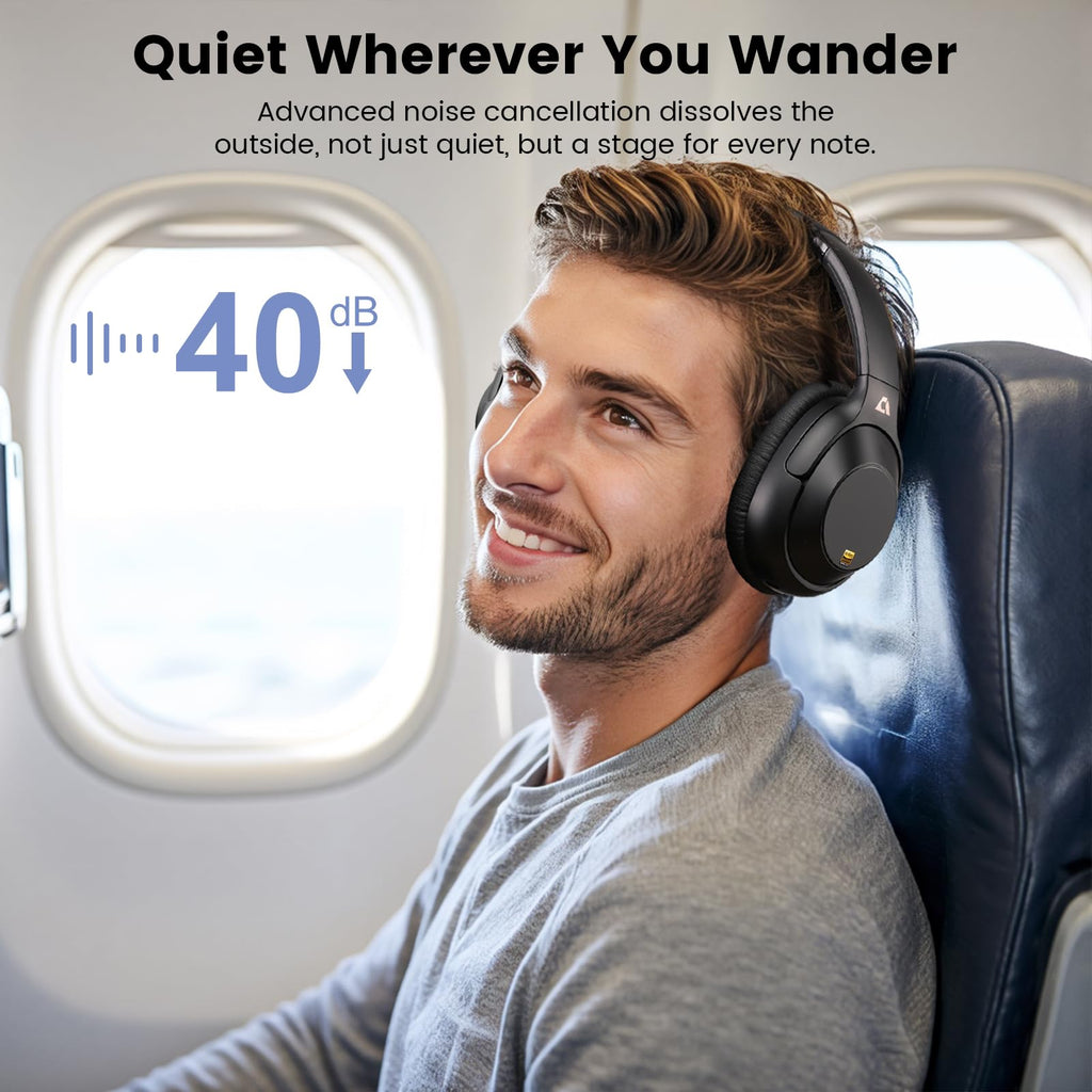 Riibox Y7Pro Hybrid Active Noise Cancelling Headphones for Airplane Travel