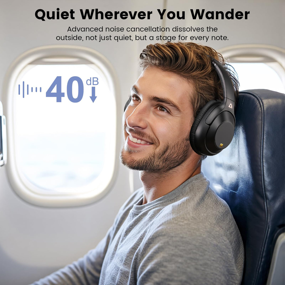 Riibox Y7Pro Hybrid Active Noise Cancelling Headphones for Airplane Travel