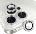 Choiche [3+1 for iPhone 14 Pro/iPhone 14 Pro Max Camera Lens Protector Bling, 9H Tempered Glass Camera Cover Screen Protector Metal Ring Decoration Accessories (Diamond-Silver)