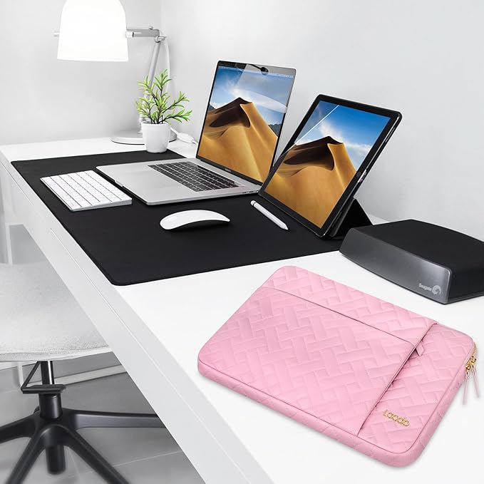 Lacdo 14 Inch Laptop Sleeve Case for HP Lenovo Dell ASUS Chromebook 14 / HP Pavilion Stream 14 / Dell Inspiron 14 / Lenovo IdeaPad 14 / Aspire/ASUS ZenBook Computer Bag Water-Resistant, Sakura Pink