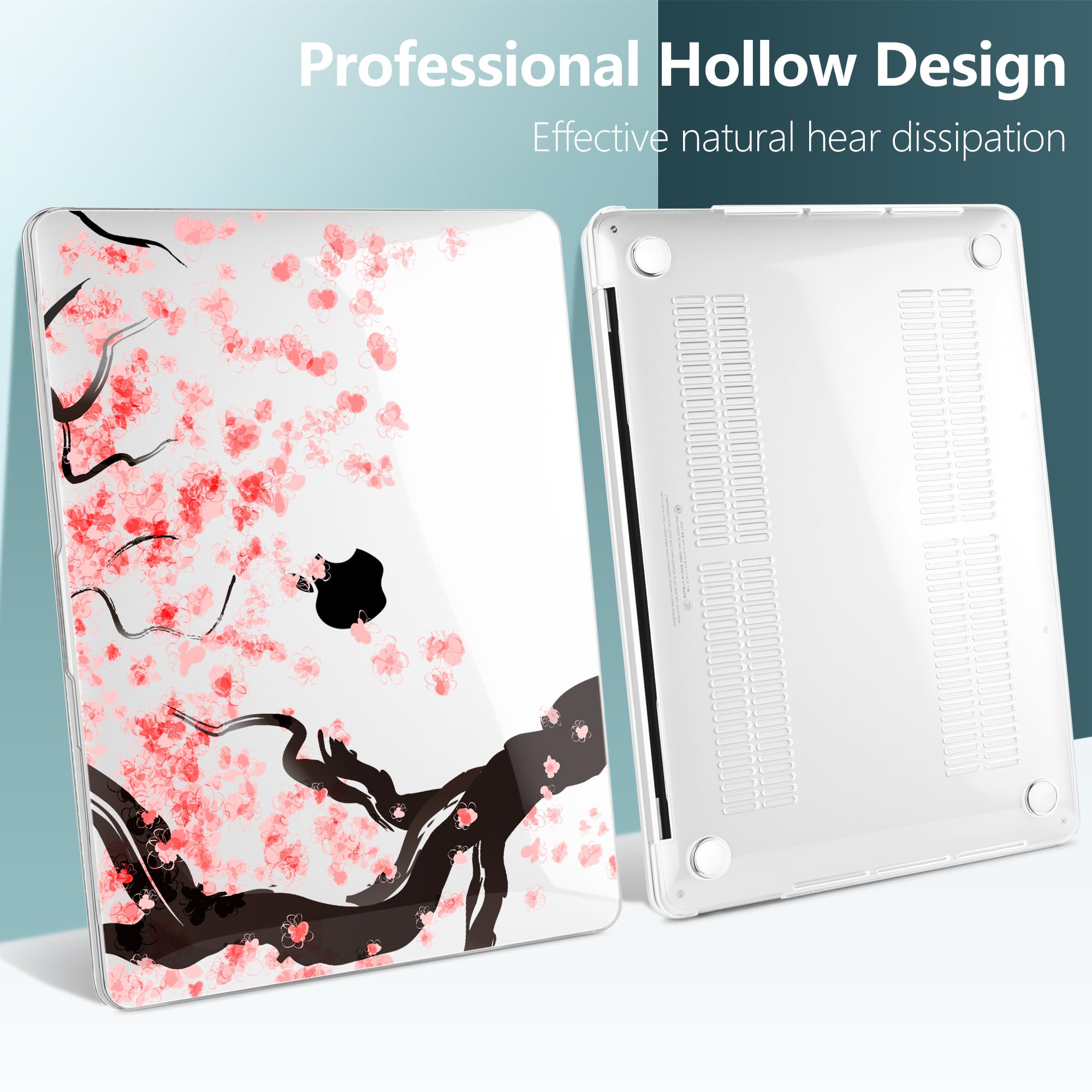TWOLSKOO Compatible with MacBook Pro 13 inch Case 2023-2016 A2338 M2/M1 A2251 A2289 A2159 A1989 A1706, Plastic Hard Shell Cover & Keyboard Skin & Screen Protector, Cherry Blossoms