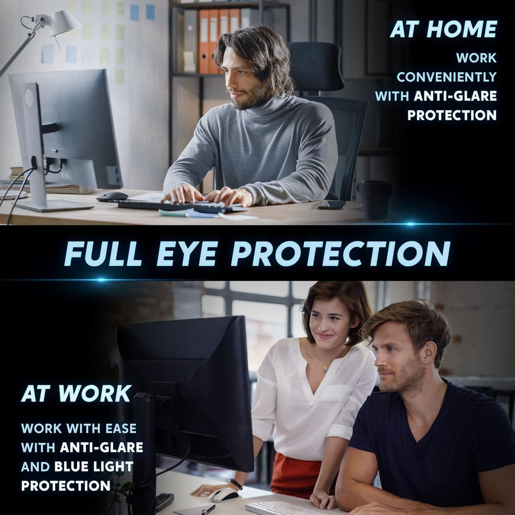 Easges [2 Pack] 24 Inch Computer Privacy Screen Filter for 16:9 Aspect Ratio, Eye Protection, Anti-Glare, Anti-Blue Light Computer Monitor Privacy Filter, Removable Anti-Scratch 24in Protector Film