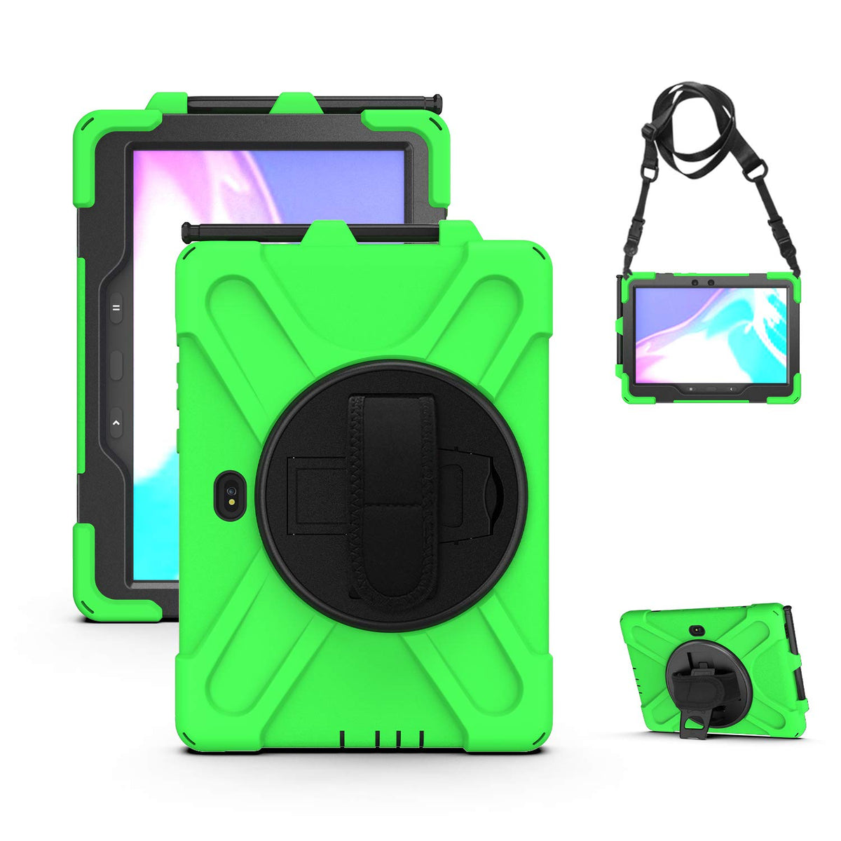 Rantice Case for Samsung Galaxy Tab Active5 Pro 10.1” /Active4 Pro/Active Pro 10.1, Shockproof Drop Protection Case with Stand, Hand Strap & Shoulder Strap for SM-X350/X358/T540/T547/T630/T638, Black