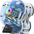 MegaPC Upgraded Open-Frame Mid-Tower Micro-ATX/Mini-ITX Gaming PC Case, Tempered Glass Side Panel, Pre-Installed ARGB PWM Fan, with USB3.0, USB-C, 240mm Radiator Support (Upgrade White)