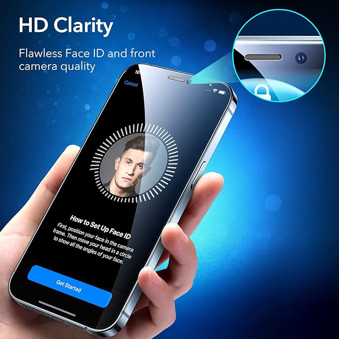ESR 3 Pack for iPhone 12 Pro Max Screen Protector, 9H Hardness Tempered Glass Scratch Resistant with Easy Installation Frame compatible with iPhone 12 Pro Max 6.7", Case-Friendly