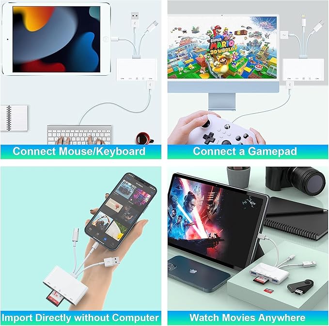 [Apple MFi Certified] 5-in-1 iPhone Memory Card Reader, USB OTG Adapter & SD/TF Card Camera Viewer for iPhone/iPad/PC/Android/Camera/USB C & A Devices, Supports SD/Micro SD/SDHC/SDXC/MMC Plug and Play