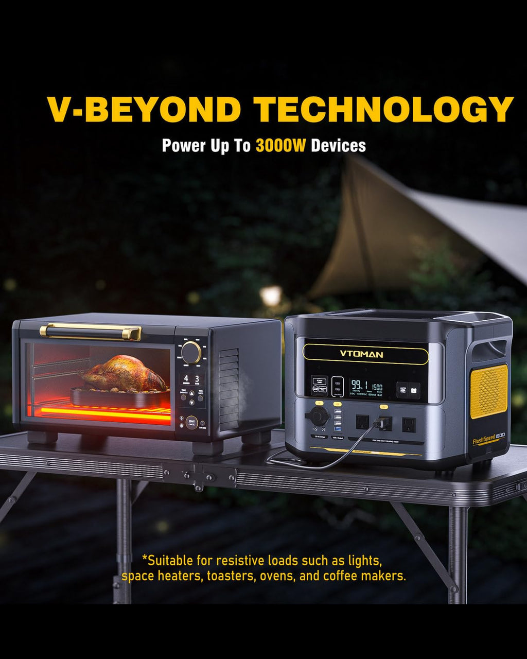 VTOMAN FlashSpeed 1500 Solar Generator, 1548Wh LiFePO4, 3000W peak ouput
