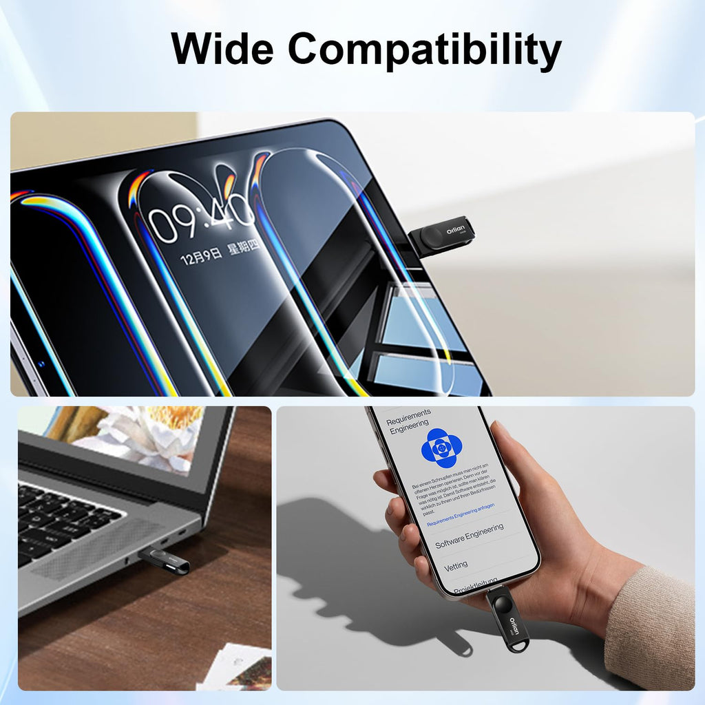 Orlian 64GB USB C Flash Drive Dual USB 3.0 Thumb Drive Type-C & USB-A up to 110MB/S Metal UDP Waterproof Swivel Design Memory Stick for Phone Android Tablet iPhone 15/16/17 Computer PC and More Black