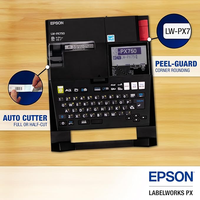 LABELWORKS Epson LW-PX750 Industrial Label Maker Kit - Complete Kit with Accessories, Compatible with Large Variety of Tape Types, Portable Handheld Label Printer