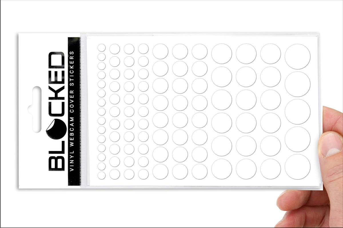 BLOCKED Original Vinyl Webcam Cover Stickers | Restickable & Stackable Privacy Covers | for All Camera-endable Devices | 3-Sizes | 57 White (Ultra Glossy)