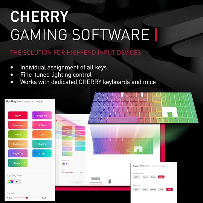 Cherry MX 3.0S Wireless Mechanical Gaming Keyboard. Aluminum Housing Built for Gamers w/MX Brown or Red Switches. RGB Backlit Color Display Over 16m Colors. (Black w/MX Red Switches)