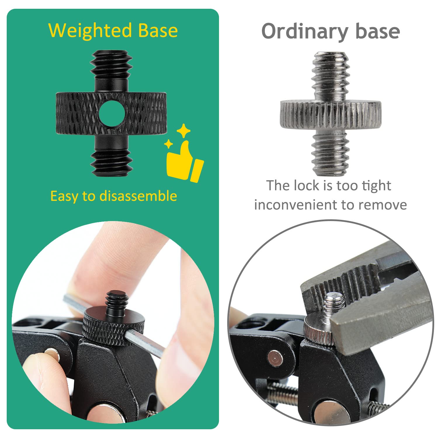 Rigych Camera Mount Screw 1/4" Male to 1/4" Male & 1/4" to 3/8" Tripod Screw Adapter with Hole 7 Pcs Set for Camera Tripod Mount Light Stand DSLR Equipped with Hex-L Key (Black)